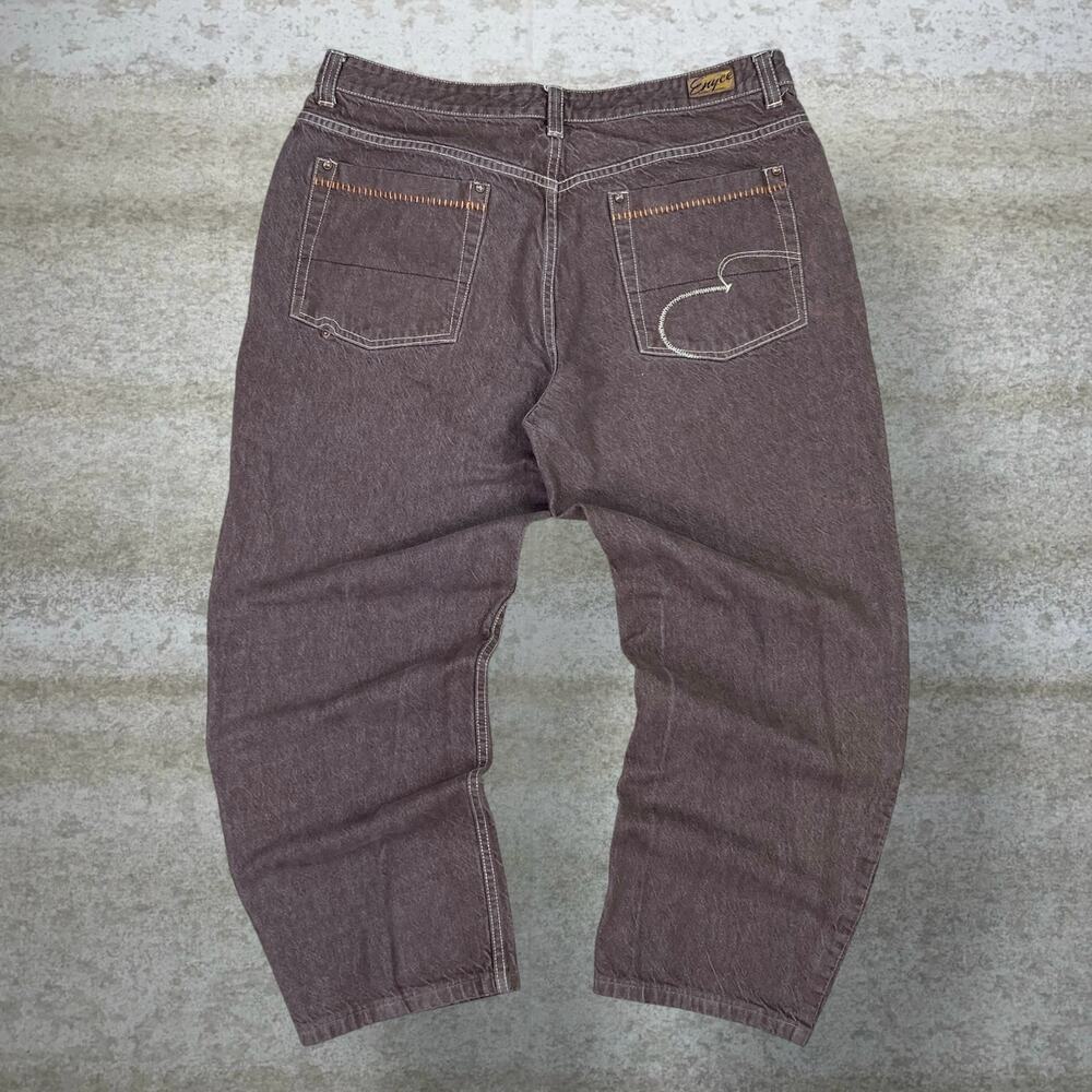 Vintage Y2K Enyce Skater Jeans 42x30 Baggy Wide Chocolate Brown Wash Embroidered